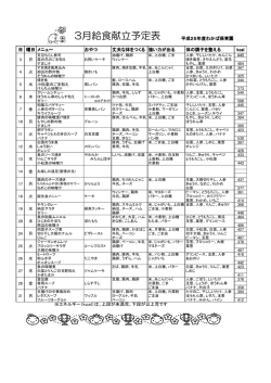 3月給食献立予定表