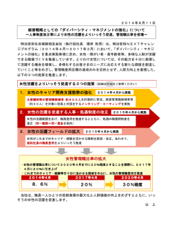 1. 女性のキャリア開発支援態勢の強化 2. 女性の活躍を促進する人事