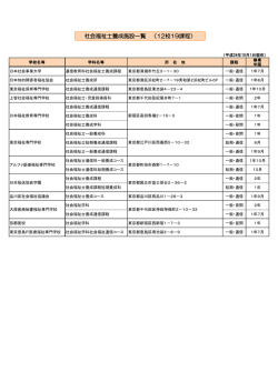 社会福祉士養成施設一覧 （12校19課程）