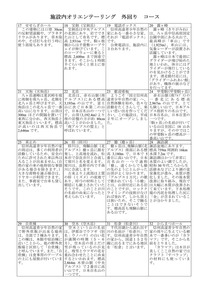 外回り - 国立信州高遠青少年自然の家