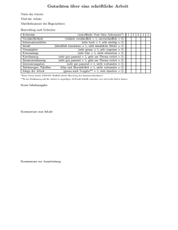 Gutachten uber eine schriftliche Arbeit Name des Autors: Titel der