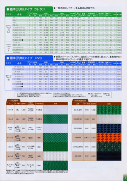 材質PU＝ポリウレタン 色調 PVC＝塩ビ PET＝ポリエステル