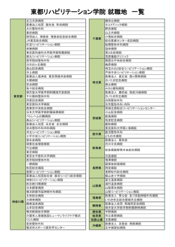 東都リハビリテーション学院 就職地 一覧