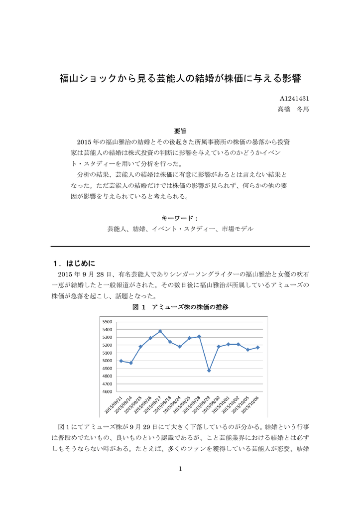 16 福山ショックから見る芸能人の結婚が株価に与える影響