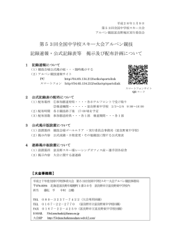 第53回全国中学校スキー大会アルペン競技 記録速報・公式記録表等