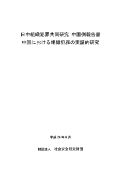 日中組織犯罪共同研究 中国側報告書 中国における組織犯罪の実証的