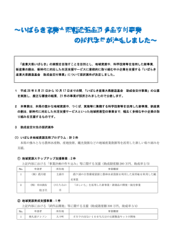 いばらき産業大県創造基金助成金交付事業 の採択案件が決定しました