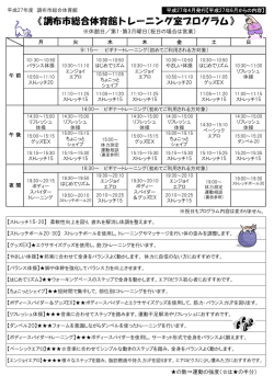 調布市総合体育館トレーニング室プログラム