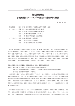 特定課題研究 水素を新しいエネルギー源とする新領域の構築