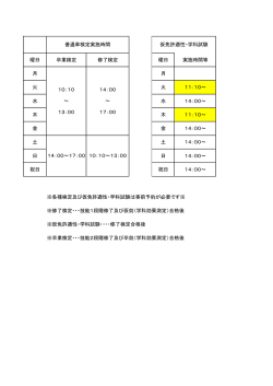 曜日 卒業検定 修了検定 曜日 実施時間等 月 月 火 火 11：10～ 水 水