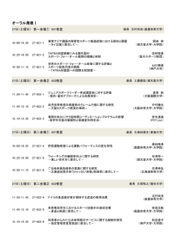 オーラル発表Ⅰ - 鹿屋体育大学 生涯スポーツ実践センター