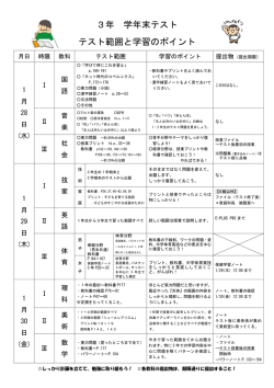 3年生テスト範囲