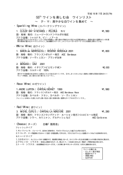 55th ワインを楽しむ会 ワインリスト