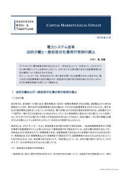 電力システム改革 法的分離と一般担保付社債発行特例の廃止