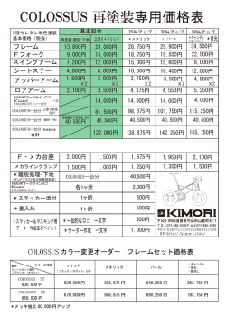 COLOSSUS 再塗装専用価格表