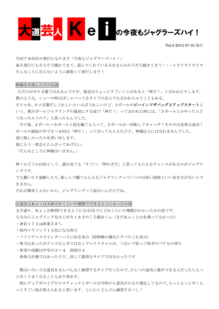 大道芸人keiの今夜もジャグラーズハイ 8