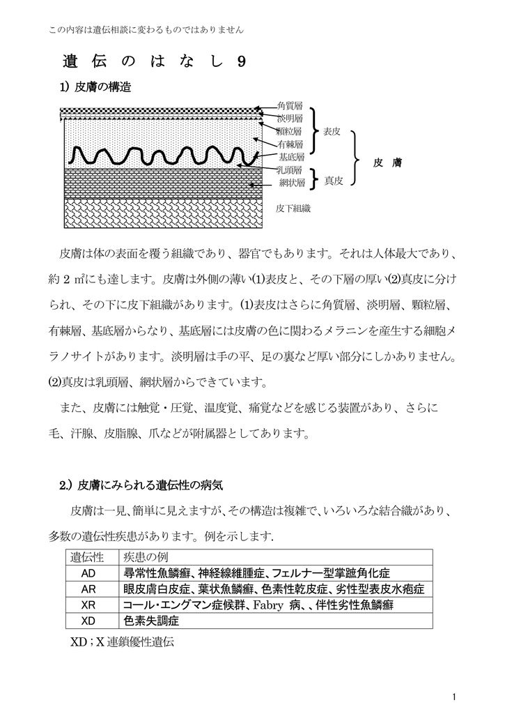 遺伝のはなし9 皮膚科