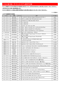 KYOSHO取り扱い ダイキャストモデル発売予定表