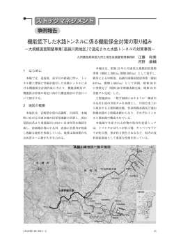 機能低下した水路トンネルに係る機能保全対策の取り組み～大規模国営