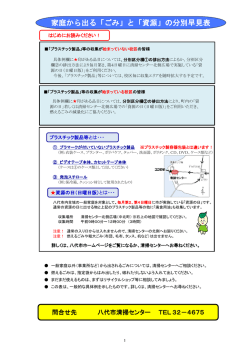 家庭から出る「ごみ」と「資源」の分別早見表