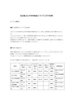 東北地方太平洋沖地震についてとその影響①（オーナー様各位）