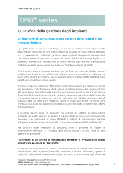 1/ Le sfide della gestione degli impianti