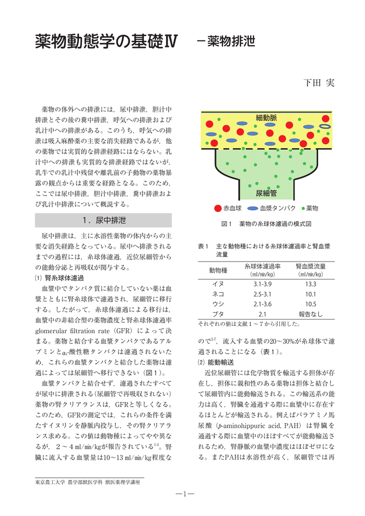 薬物動態学の基礎 薬物排泄 Fap バイエル薬品株式会社 畜産事業