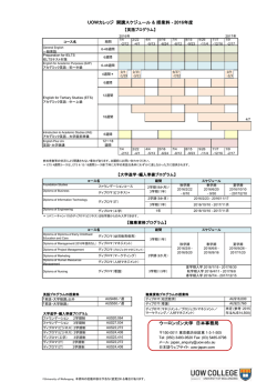 開講スケジュールと授業料 2016年