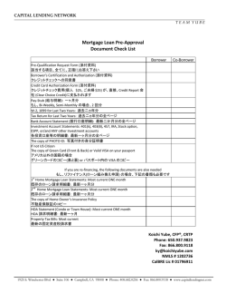 Mortgage Loan Pre-Approval Document Check List