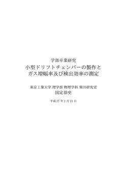 小型ドリフトチェンバーの製作と ガス増幅率及び検出効率の測定