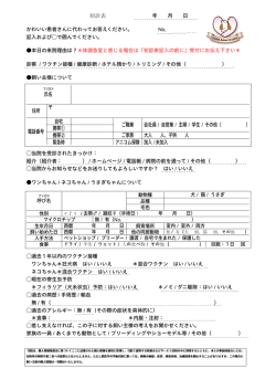 初診表 氏名 住所 電話番号 自宅 ご職業 携帯① 携帯