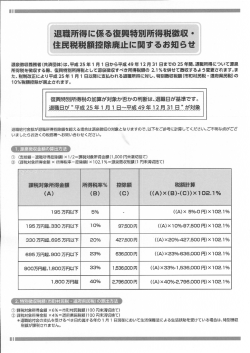 退職所得に係る復興特別所得税徴収・ 住民税税額控除廃止に関する