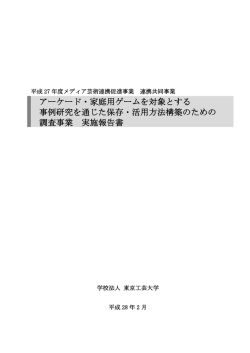 アーケード・家庭用ゲームを対象とする 事例研究を通じた保存・活用方法