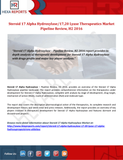 Steroid 17 Alpha Hydroxylase17,20 Lyase Therapeutics Market Pipeline Review, H2 2016