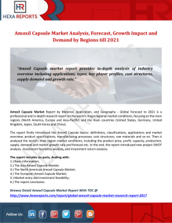 Amoxil Capsule Market Analysis, Forecast, Growth Impact and Demand by Regions till 2021