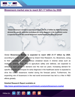 Biosensors Market Will Grow Rapidly Based On Increasing Demand For Monitoring And Diagnostic Devices Till 2020: Grand View Research, Inc.