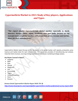 Cypermethrin Market to 2021 Study of Key players, Applications and Types