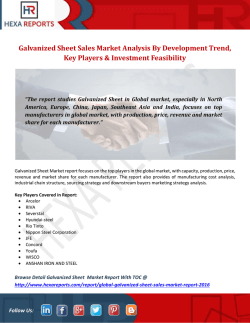 Galvanized Sheet Sales Market Analysis By Development Trend, Key Players & Investment Feasibility