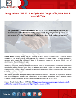 Integrin Beta 7 H2 2016 Analysis with Drug Profile, MOA, ROA & Molecule Type