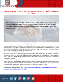 Nonstructural Protein 4B Therapeutics Market Pipeline Review, H2 2016