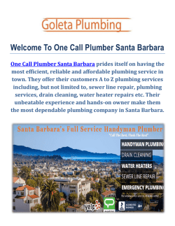 One Call Plumbers Santa Barbara, California (805) 364-6337