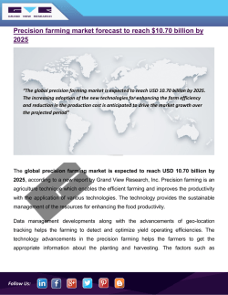 Agriculture Market To Represent USD 10.70 Billion Opportunity Globally by 2025: Grand View Research, Inc.