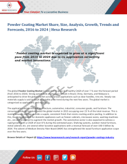 Powder Coating Market Growth, Regional Outlook and Forecasts to 2024: Hexa Research