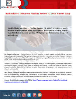 Burkholderia Infections Pipeline Review H2 2016 Market Study