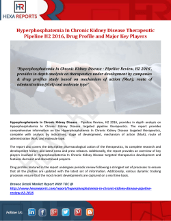 Hyperphosphatemia In Chronic Kidney Disease Therapeutic Pipeline H2 2016, Drug Profile and Major Key Players