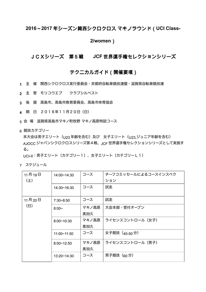 16 17 年シーズン関西シクロクロス マキノラウンド Uci Class