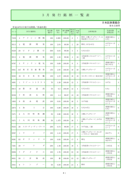 3 月 発 行 銘 柄 一 覧 表 - 公社債市場／フェニックス銘柄制度