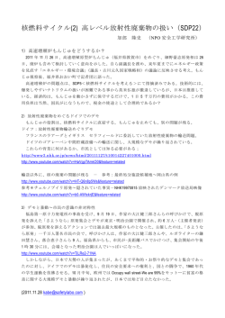 核燃料サイクル(2) 高レベル放射性廃棄物の扱い（SDP22）