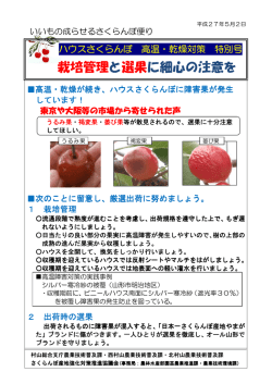 ハウスさくらんぼ 高温・乾燥対策 特別号