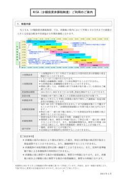 NISA（少額投資非課税制度）ご利用のご案内